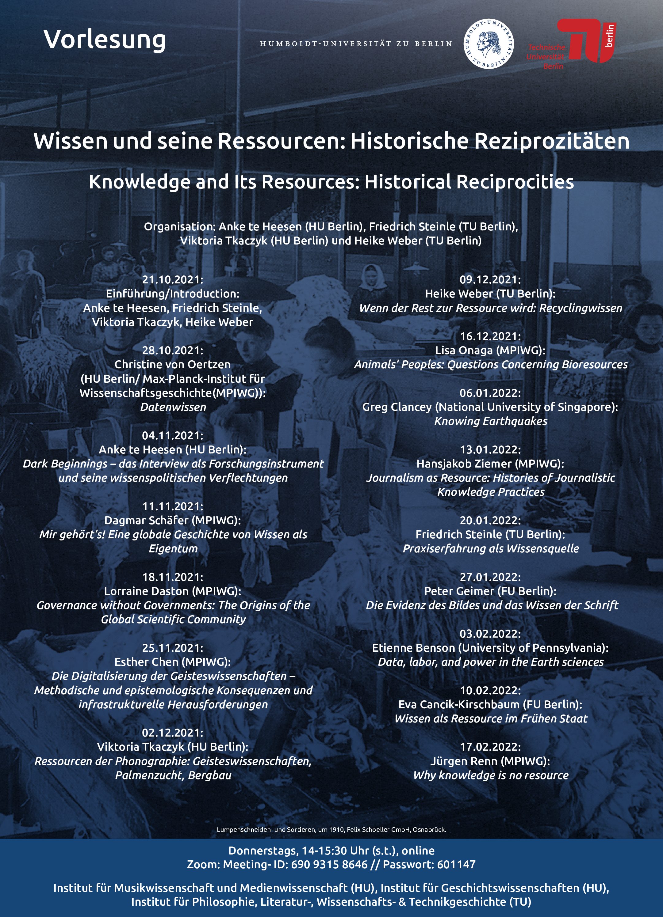 Vorlesung: Wissen und seine Ressourcen: Historische Reziprozitäten